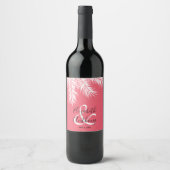 Palmen auf heiß rosa Hochzeit Weinetikett (Vorderseite)