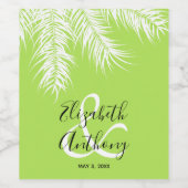 Palmen auf Limoner Hochzeit Weinetikett (Einzelnes Label)