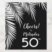 Palmen auf Personalisierte schwarze, benutzerdefin Weinetikett (Einzelnes Label)