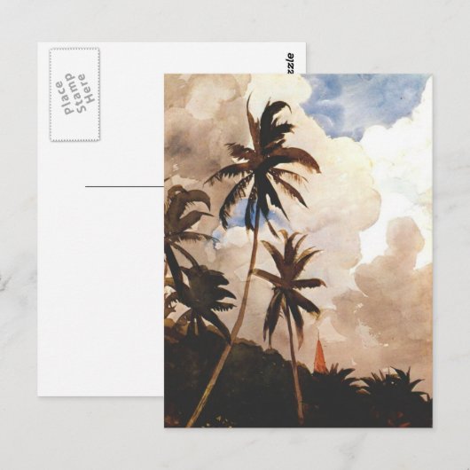 Palmen, Bahamas Postkarte (Vorne/Hinten)
