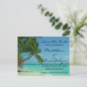 Palmen Bäume Ozean Save the Date Postkarten (Stehend Vorderseite)