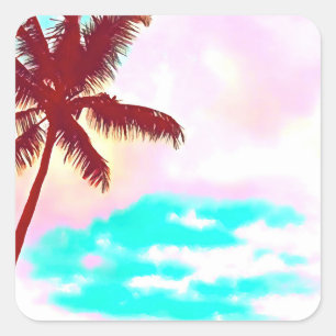 Palmen Bäume tropisches Inselleben Quadratischer Aufkleber