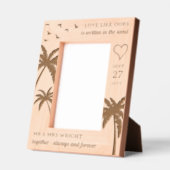 Palmen Bäume Vögel Herz Romantischer Strand Hochze Geätzte Rahmen (Links)