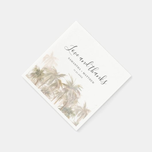Palmen Bäume Wasserfarbenhochzeit Serviette (Ecke)