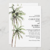 Palmen Bäume Watercolor Tropical Beach Hochzeit Einladung (Vorne/Hinten)