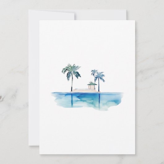 Palmen, Beach House, String Lights Retirement Part Einladung (Rückseite)