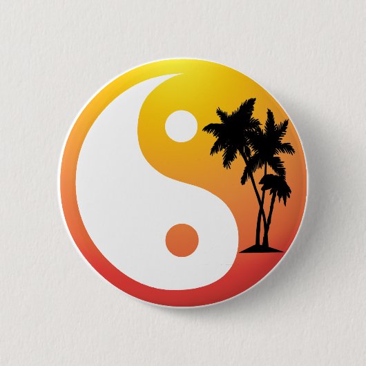 Palmen bei Sunset Yin Yang Button (Vorderseite)