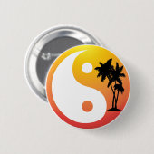 Palmen bei Sunset Yin Yang Button (Vorne & Hinten)