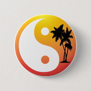 Palmen bei Sunset Yin Yang Button