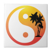 Palmen bei Sunset Yin Yang Tile Fliese (Vorderseite)