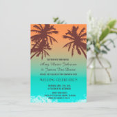 Palmen Blau Meer Hochzeit lädt Strand2 Einladung (Stehend Vorderseite)