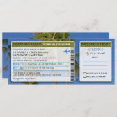 Palmen Boarding Pass Hochzeit Eintrittskarte & uAw Einladung (Vorne/Hinten)