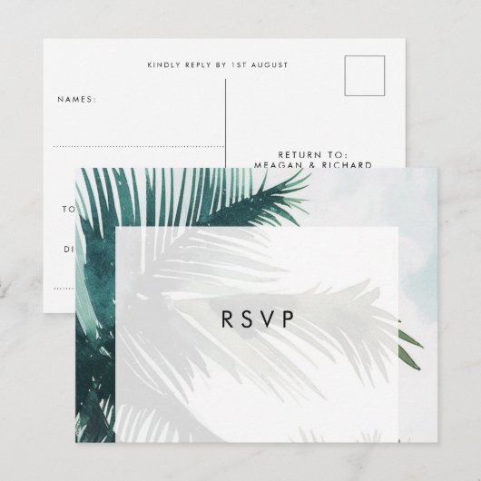 Palmen Boho Beach Hochzeit uAwg Postkarte (Vorne/Hinten)