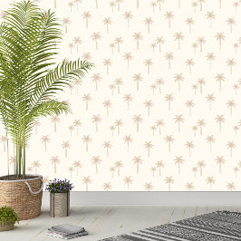 Palmen Boho Coastal Farmhouse Neutral Beige Tapete