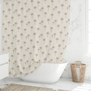 Palmen Boho Küsten-Farmhaus Beige und Tan Duschvorhang