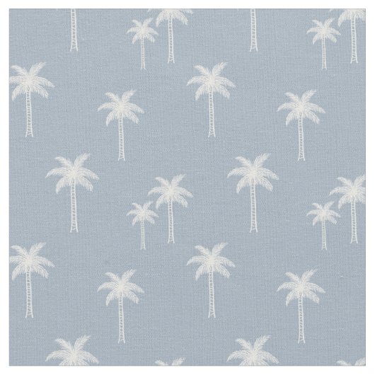 Palmen Boho Küsten Tropical Sommer Blau Stoff (Nahaufnahme)
