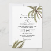 Palmen Boho Tropisch Budget QR-Code Hochzeit Einladung (Vorderseite)