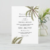 Palmen Boho Tropisch Budget QR-Code Hochzeit Einladung (Stehend Vorderseite)