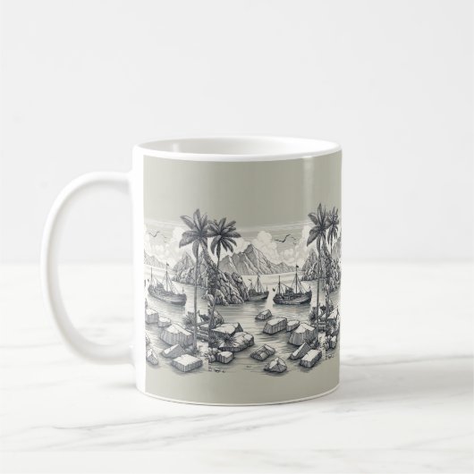 Palmen Boote Strandkaffee Tasse Tasse (Links)