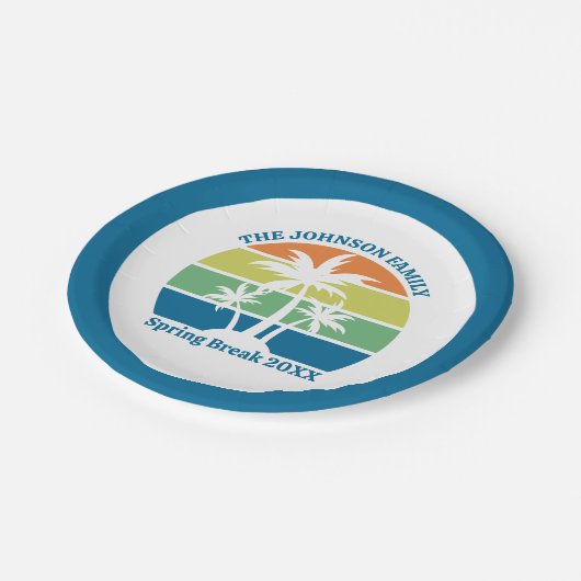 Palmen des tropischen Party Pappteller (Schrägansicht)