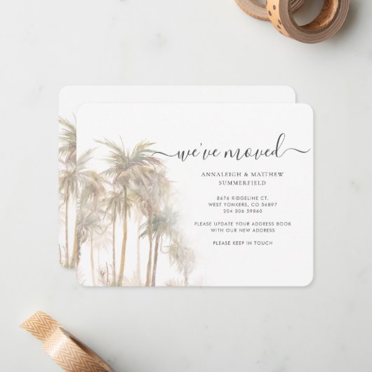 Palmen, die wir bewegten, bewegten uns tropisch mitteilungskarte (Vorderseite/Rückseite Beispiel)