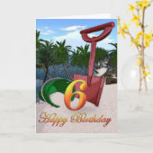 Palmen direkt am Strand tropisches Meer 6. Geburts Karte (Gelbe Blume)