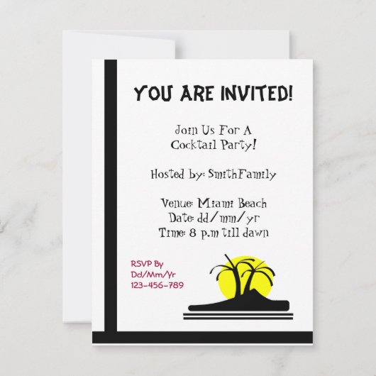 Palmen Einladung (Rückseite)