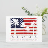 Palmen-Flagge USA-Aloha Party Einladungen (Stehend Vorderseite)