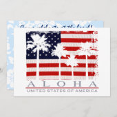 Palmen-Flagge USA-Aloha Party Einladungen (Vorne/Hinten)