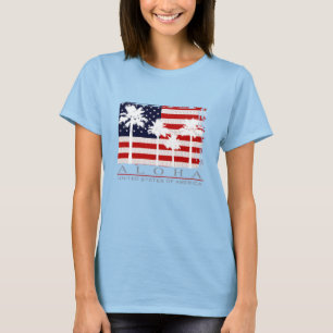 Palmen-Flagge USA-Damen-T - Shirts