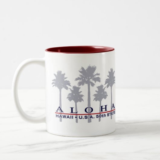 Palmen-Flaggen-Hawaii-Tasse Zweifarbige Tasse (Links)