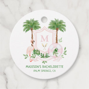 Palmen Flamingo Monogramm Wappen Junggesellinnenab Geschenkanhänger