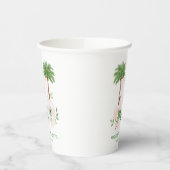 Palmen Flamingo Monogramm Wappen Junggesellinnenab Pappbecher (Links)