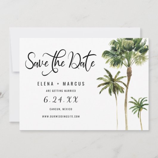 Palmen für tropische Destination Einladung (Vorderseite)