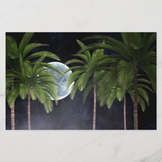 Palmen gegen den Mond Briefpapier (Vorderseite)