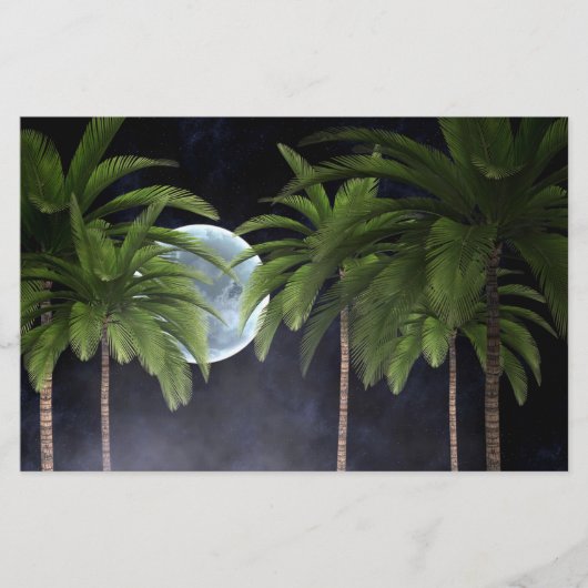 Palmen gegen den Mond Briefpapier (Vorderseite)