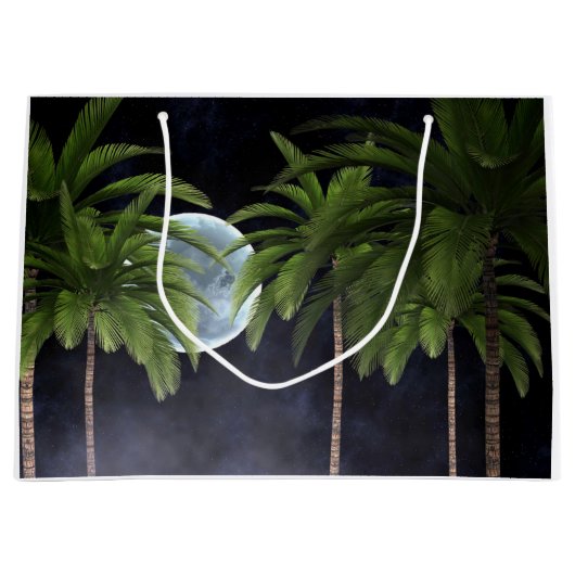 Palmen gegen den Mond Große Geschenktüte (Vorderseite)