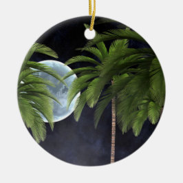 Palmen gegen den Mond Keramik Ornament