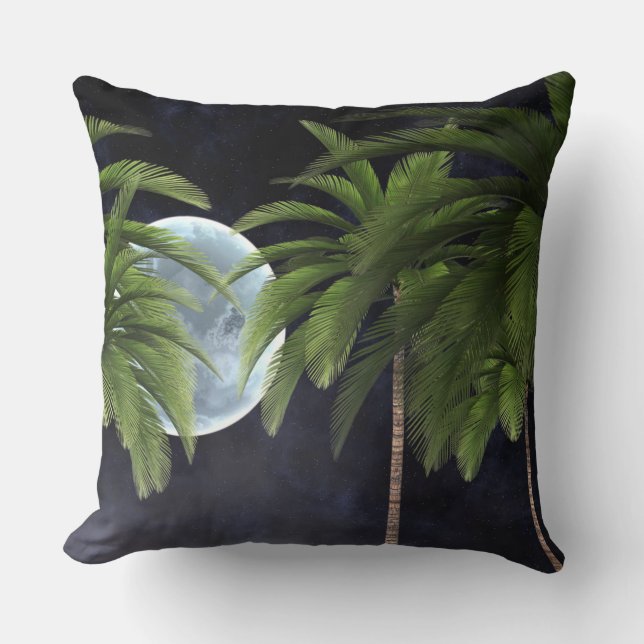 Palmen gegen den Mond Kissen (Vorderseite)