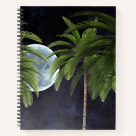 Palmen gegen den Mond Notizblock