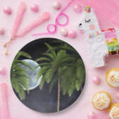 Palmen gegen den Mond Pappteller (Party)