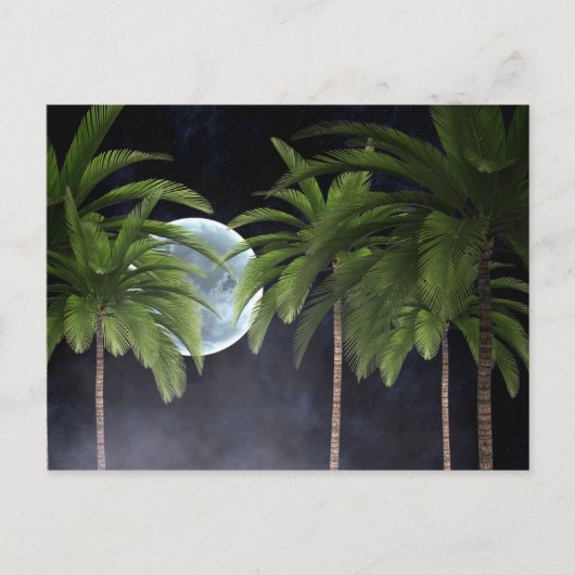 Palmen gegen den Mond Postkarte (Vorderseite)