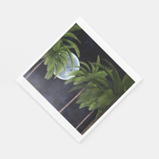 Palmen gegen den Mond Serviette (Ecke)
