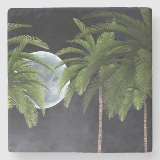 Palmen gegen den Mond Steinuntersetzer (Vorderseite)