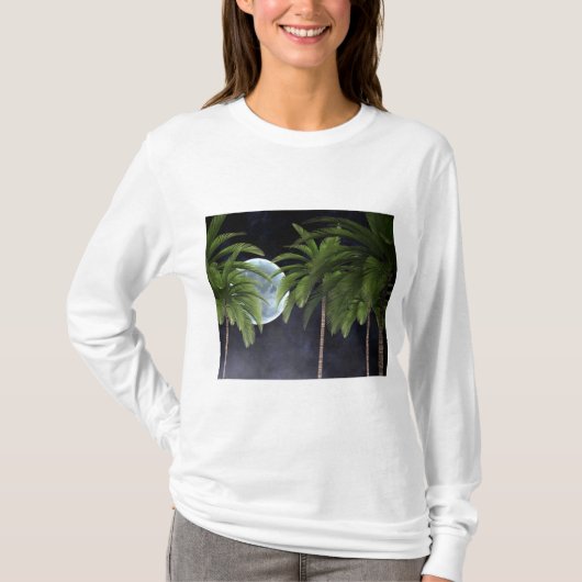 Palmen gegen den Mond T-Shirt (Vorderseite)