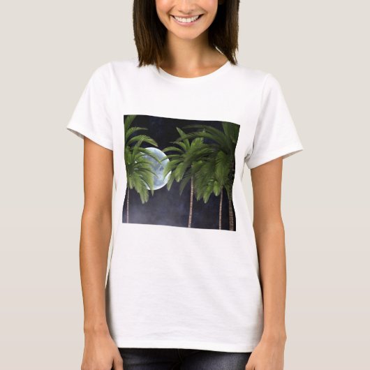 Palmen gegen den Mond T-Shirt (Vorderseite)