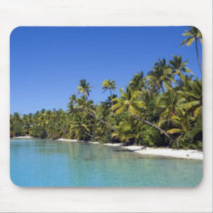 Palmen gesäumter Strand Cookinseln 2 Mousepad