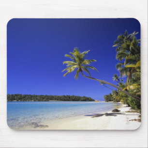 Palmen gesäumter Strand Cookinseln 5 Mousepad