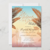 Palmen, Glitzer Graduierungskappe, Abschluss aus G Einladung (Vorderseite)