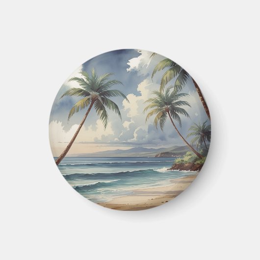 Palmen Hawaii Reise Honolulu Blauer Ozean Magnet (Vorne)